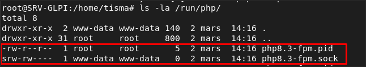Fichier socket php8.3-fpm.sock dans /run/php/